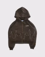 Lemons on Fire Zip Hoodie Brown (1)