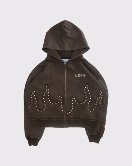 Lemons on Fire Zip Hoodie Brown (1)