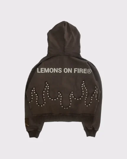 Lemons on Fire Zip Hoodie Brown (2)