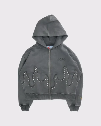 Lemons on Fire Zip Hoodie Grey (2)
